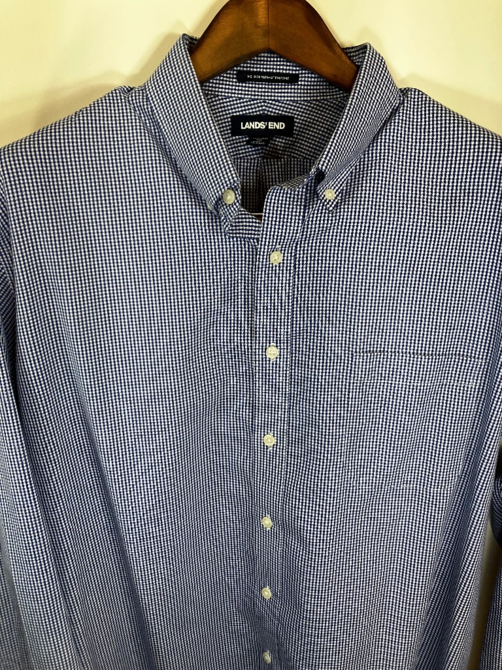 Lands' End Men's Button-down Shirt 171/2 Neck and 37 Sleeve 100% Supima Pinpoint